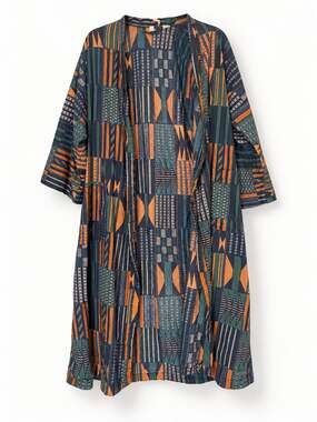 State O Maine Womens Geometric Print Dressing Gown Robe Kimono Boho Long Sleeve